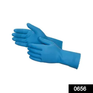 0656 - Cut Glove Reusable Rubber Hand Gloves (Blue) - 1 pc