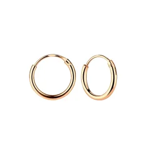 12mm Sterling Silver 14kt Rose Gold Plated Hoop Earrings