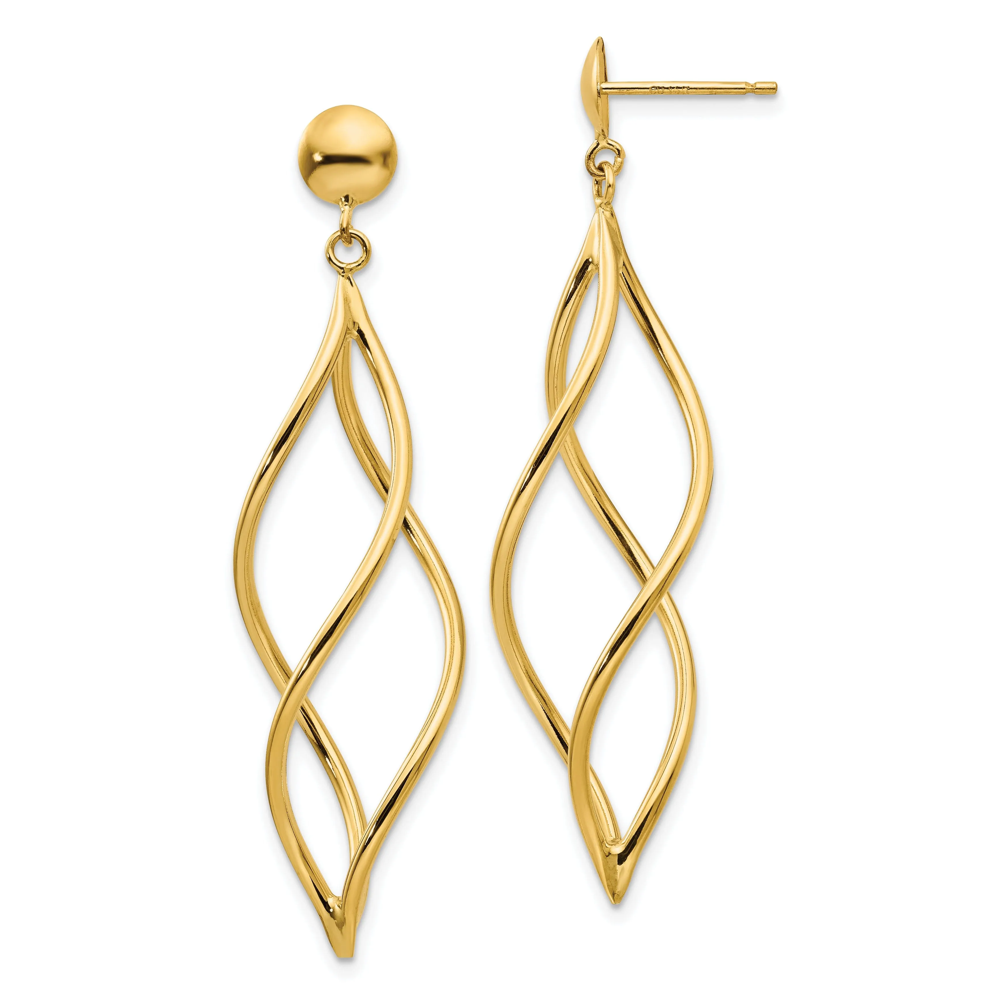 14k Yellow Gold Polished Curved Tube Earrings