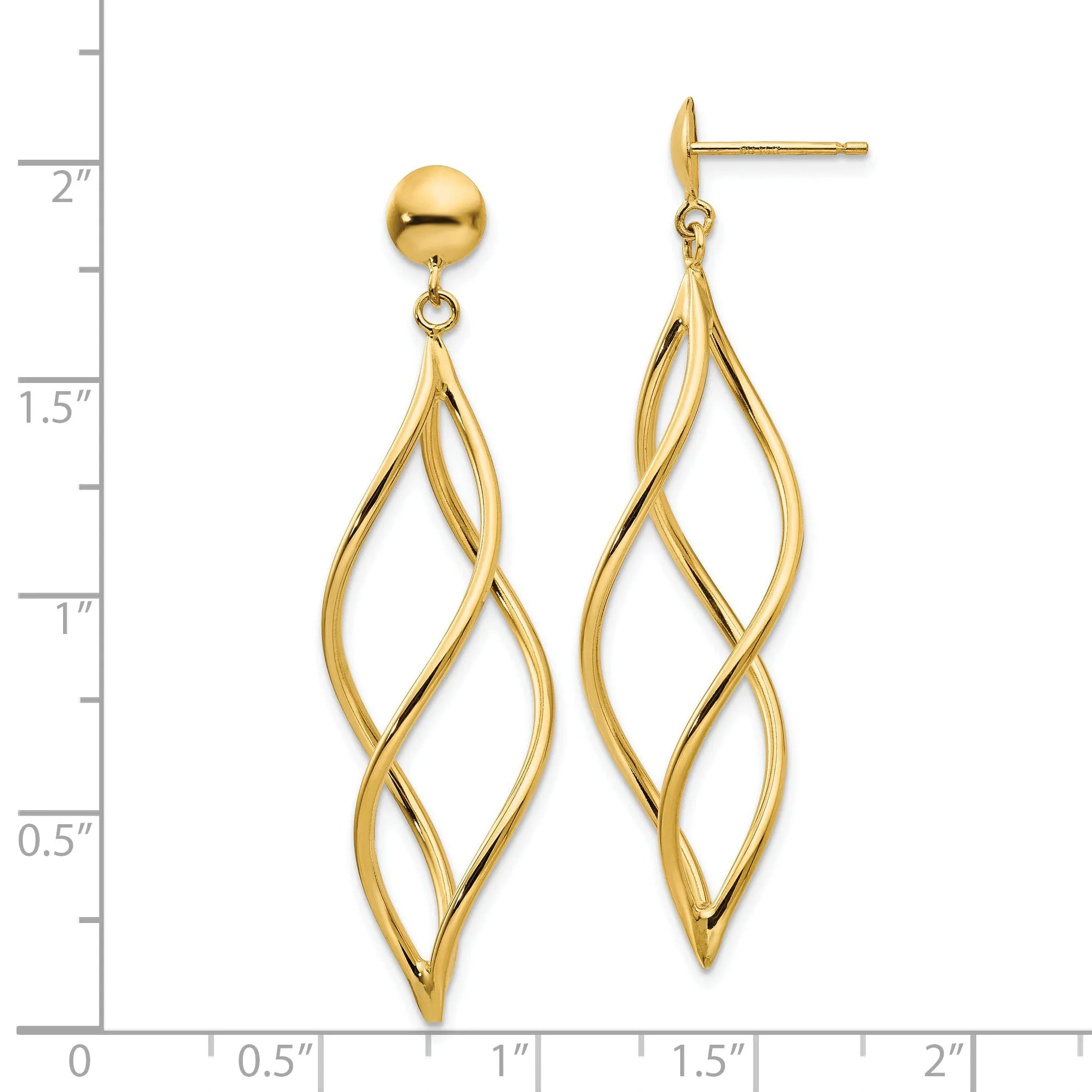 14k Yellow Gold Polished Curved Tube Earrings