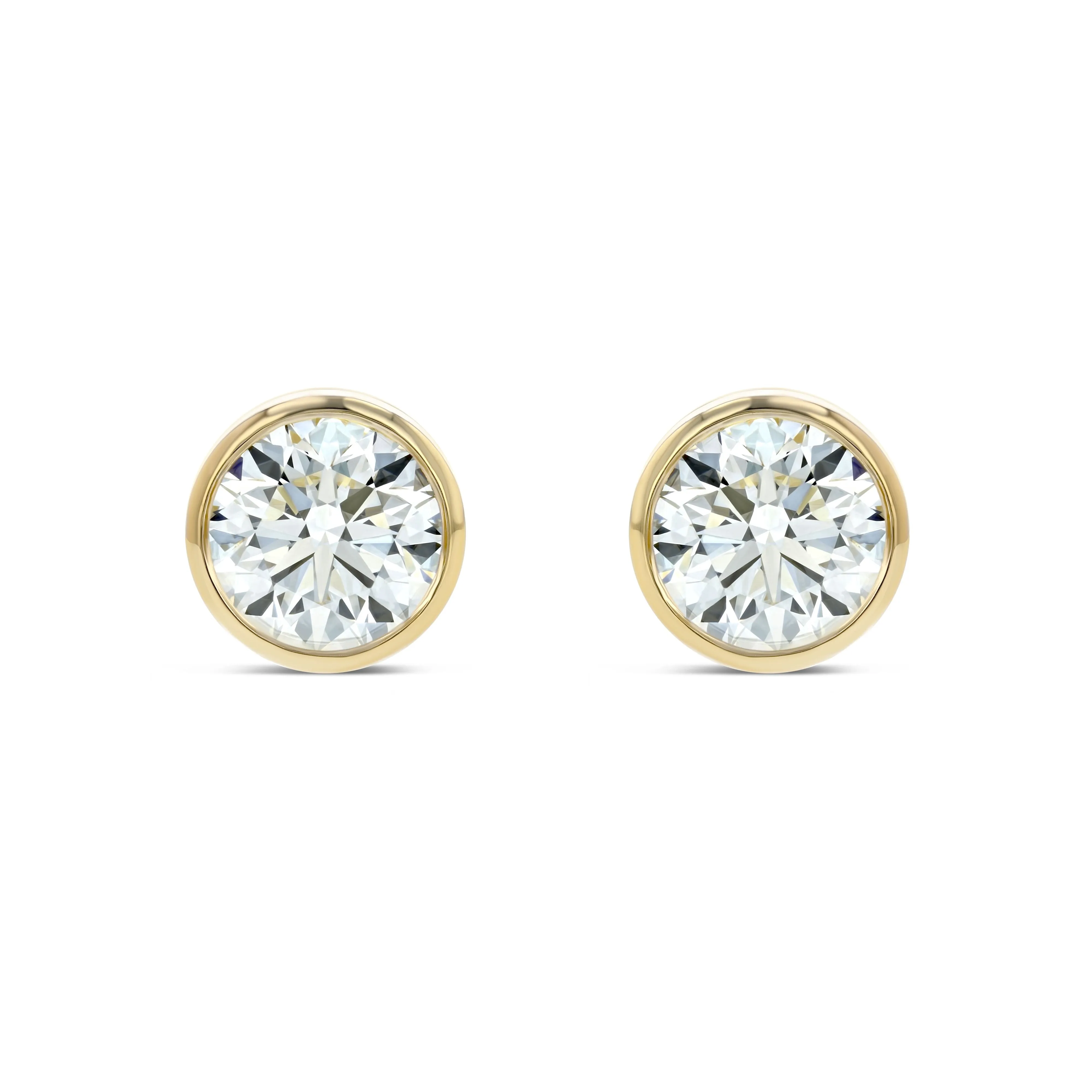 18k Yellow Gold Bezel Set Round Brilliant Diamond Stud Earrings (0.75 Ct. T.w., Si1-si2 Clarity, H-i Color)