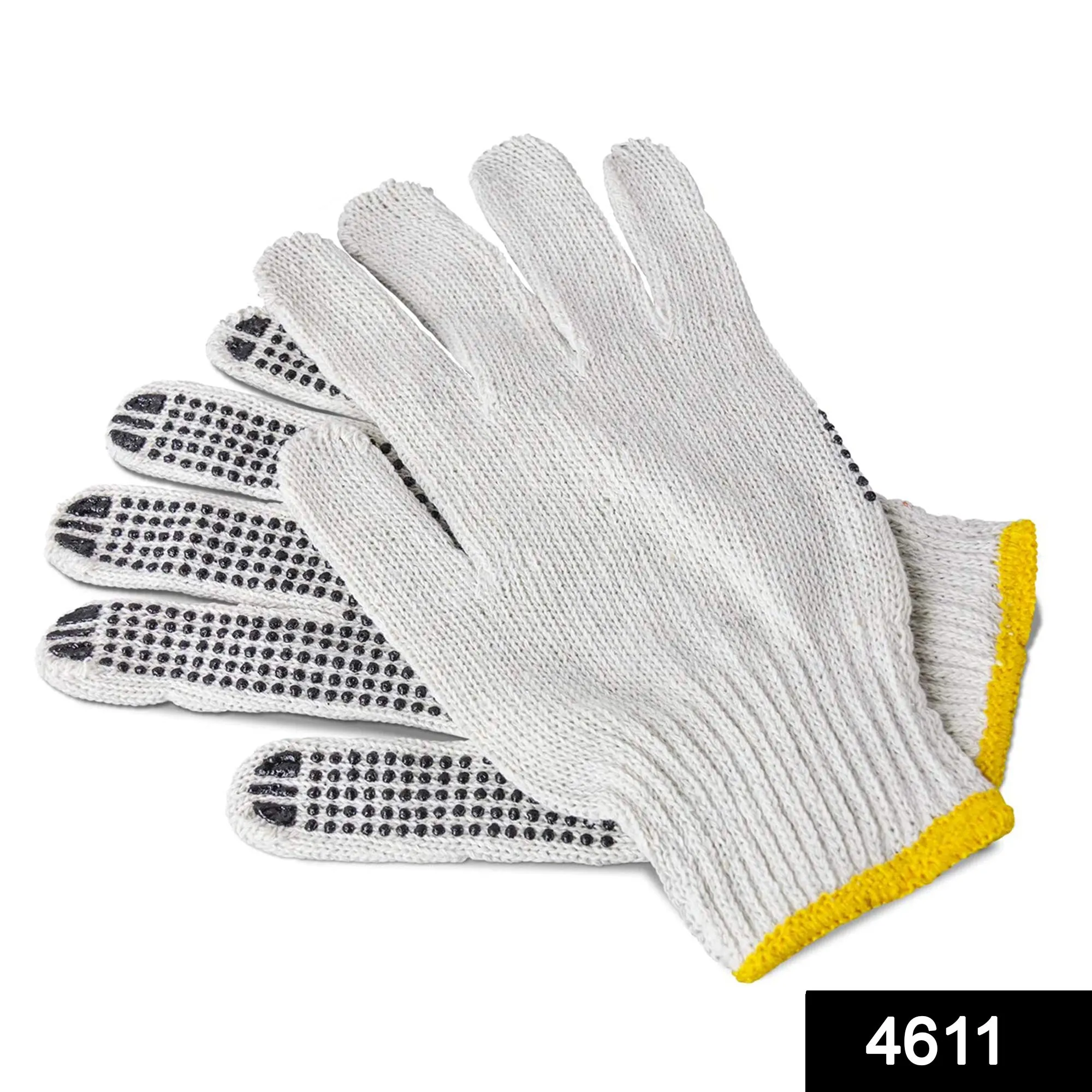 4611 Unisex Knitted / Sewing Cotton Plain Hand Gloves Raw White