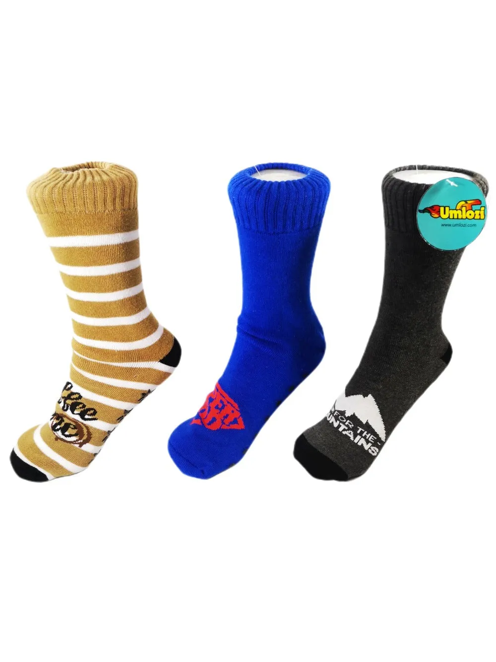 Adult Slipper Socks With Non Slip Grip Pads - Assorted Pack of 3 - Super Dad