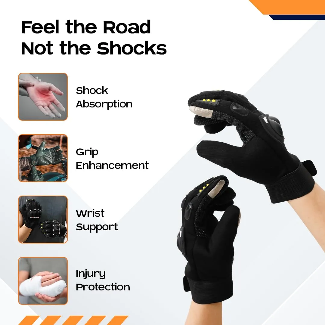 CARBINIC Polyester Bike Riding Gloves For Men Women | Adjustable Wrist, Strong Knuckle Protection | Touch Screen Sensitivity Washable & Breathable Hand Gloves | Bike Accessories | Xl Black