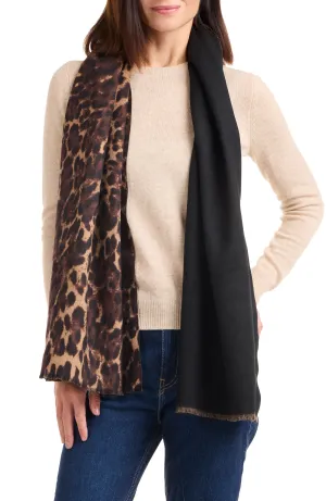 CHEETAH PRINTED DOUBLEFACE SCARF