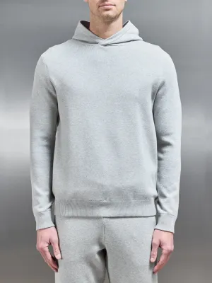 Chunky Knitted Pull Over Hoodie in Marl Grey