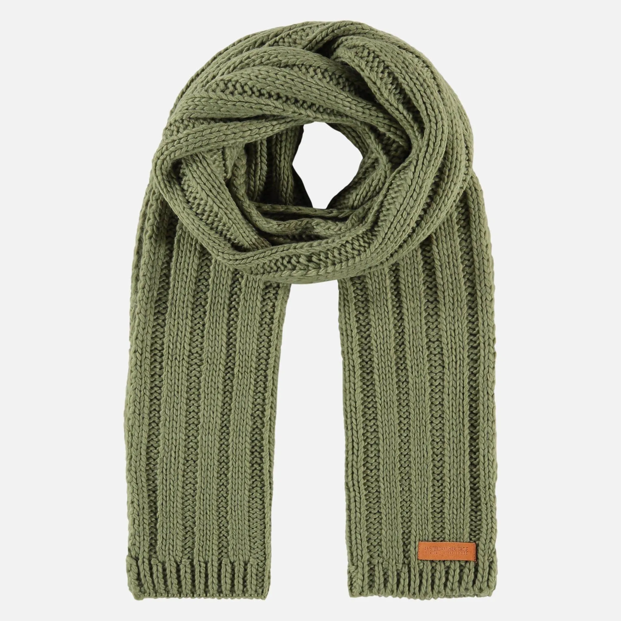 Daan | Soft Chic Rib Knit Scarf With Leather Accent