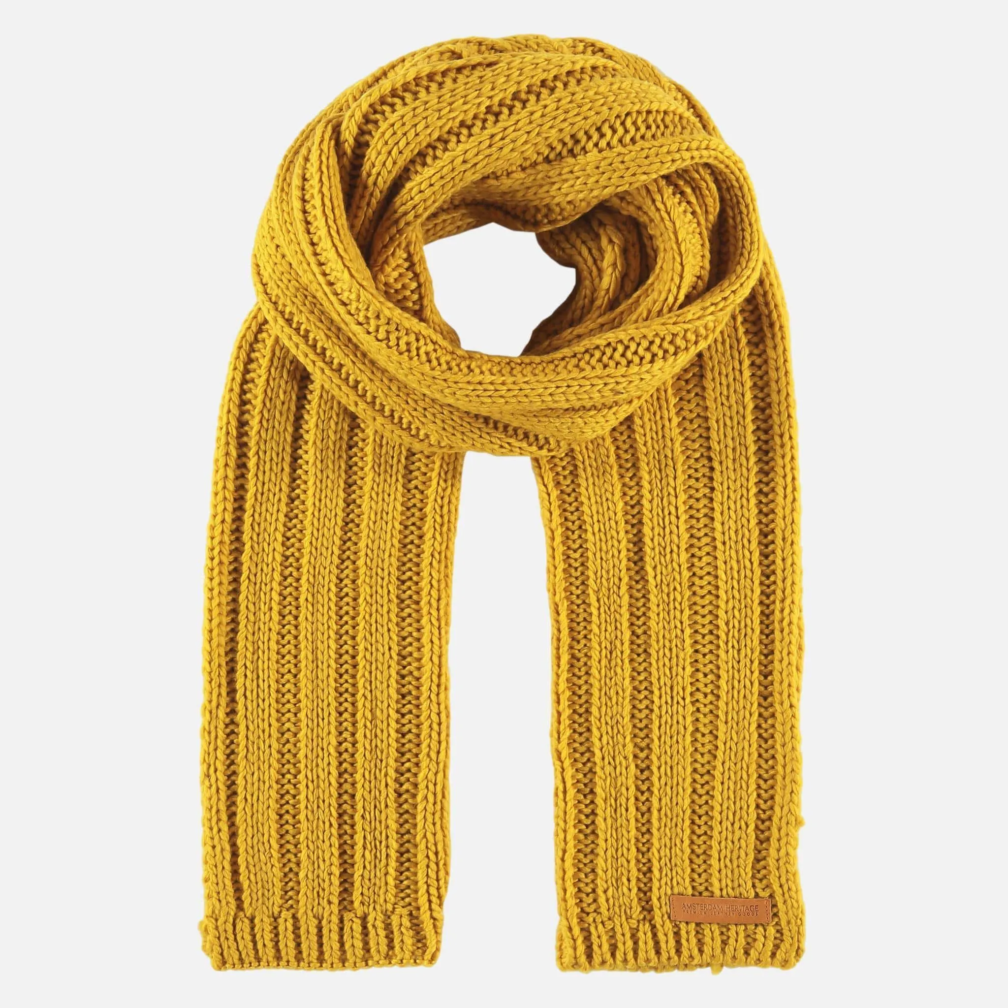 Daan | Soft Chic Rib Knit Scarf With Leather Accent