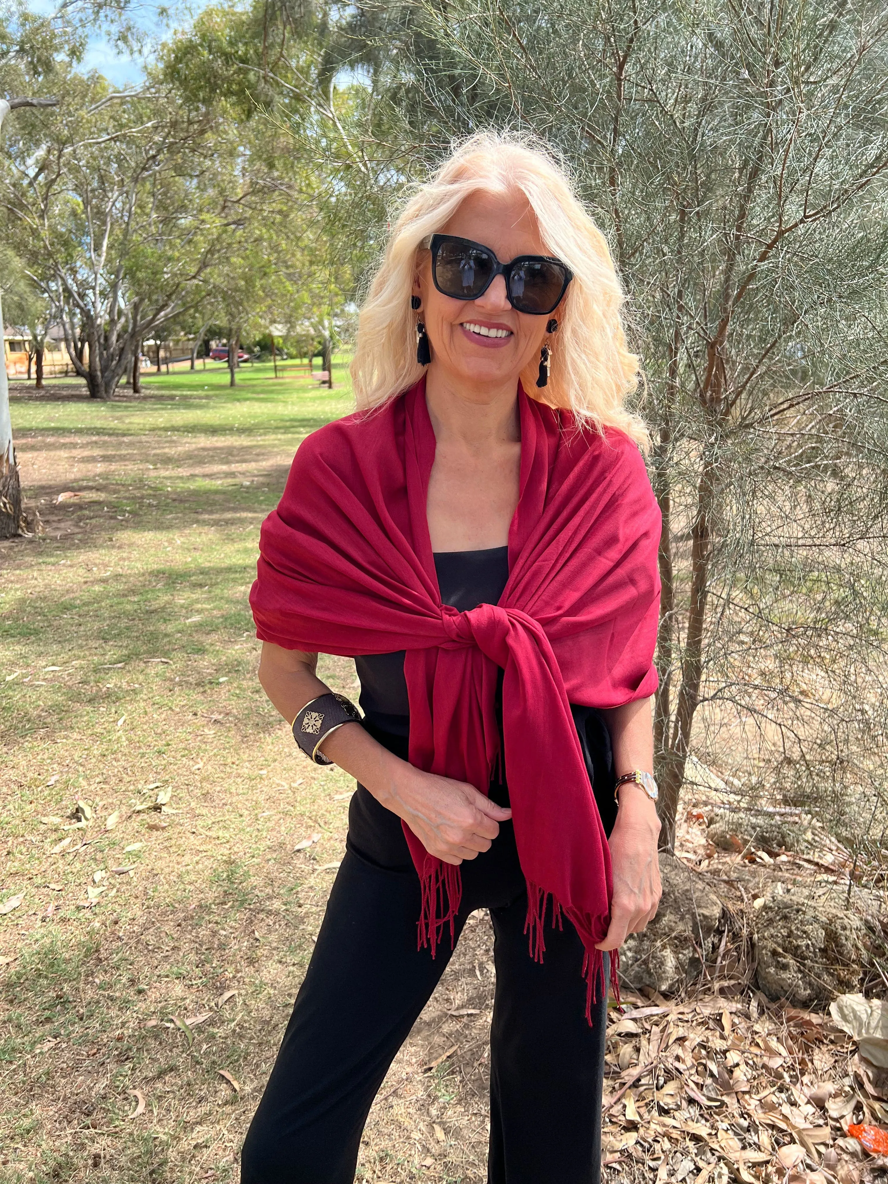 Dark Red Scarf- Lightweight Pashmina