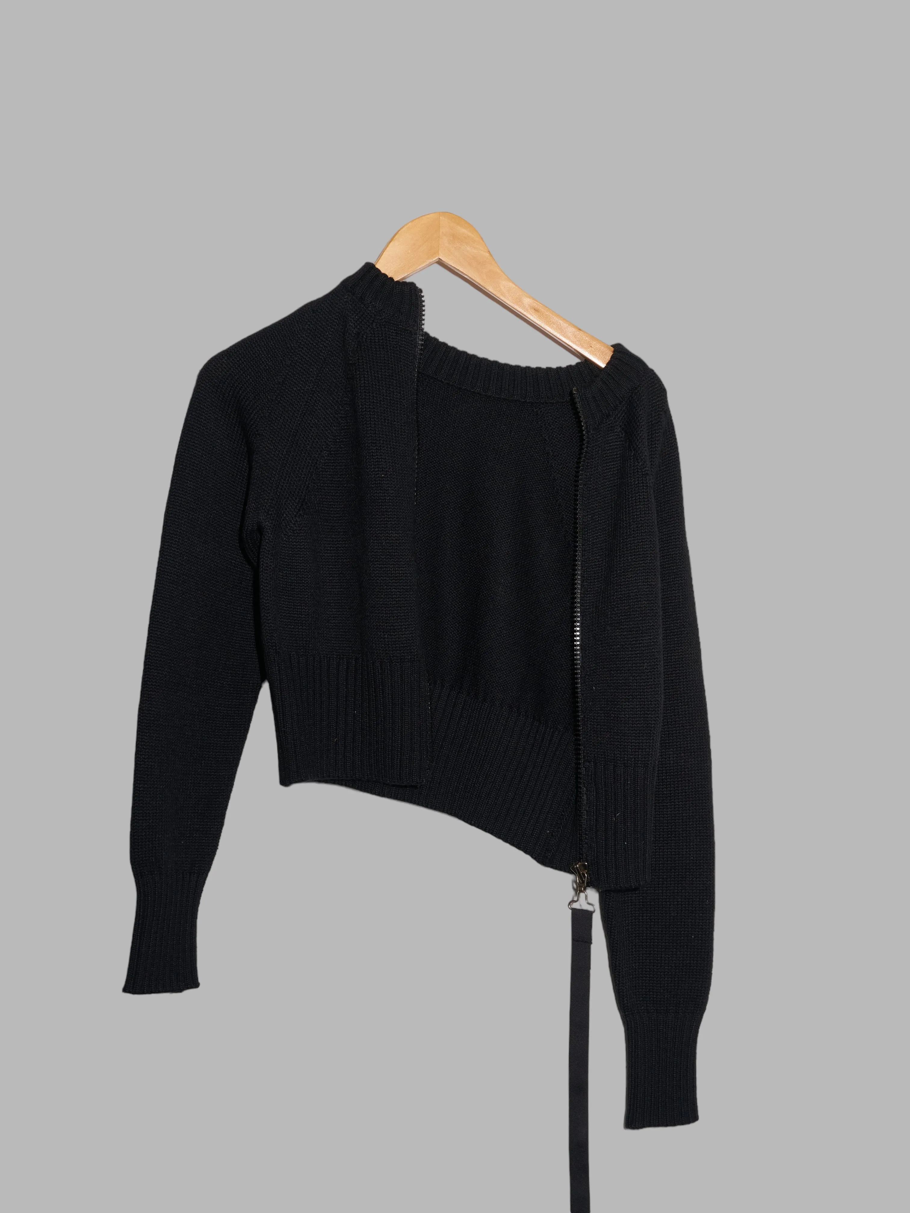 Dirk Bikkembergs Hommes Pour La Femme 1990s black wool back zip jumper - M