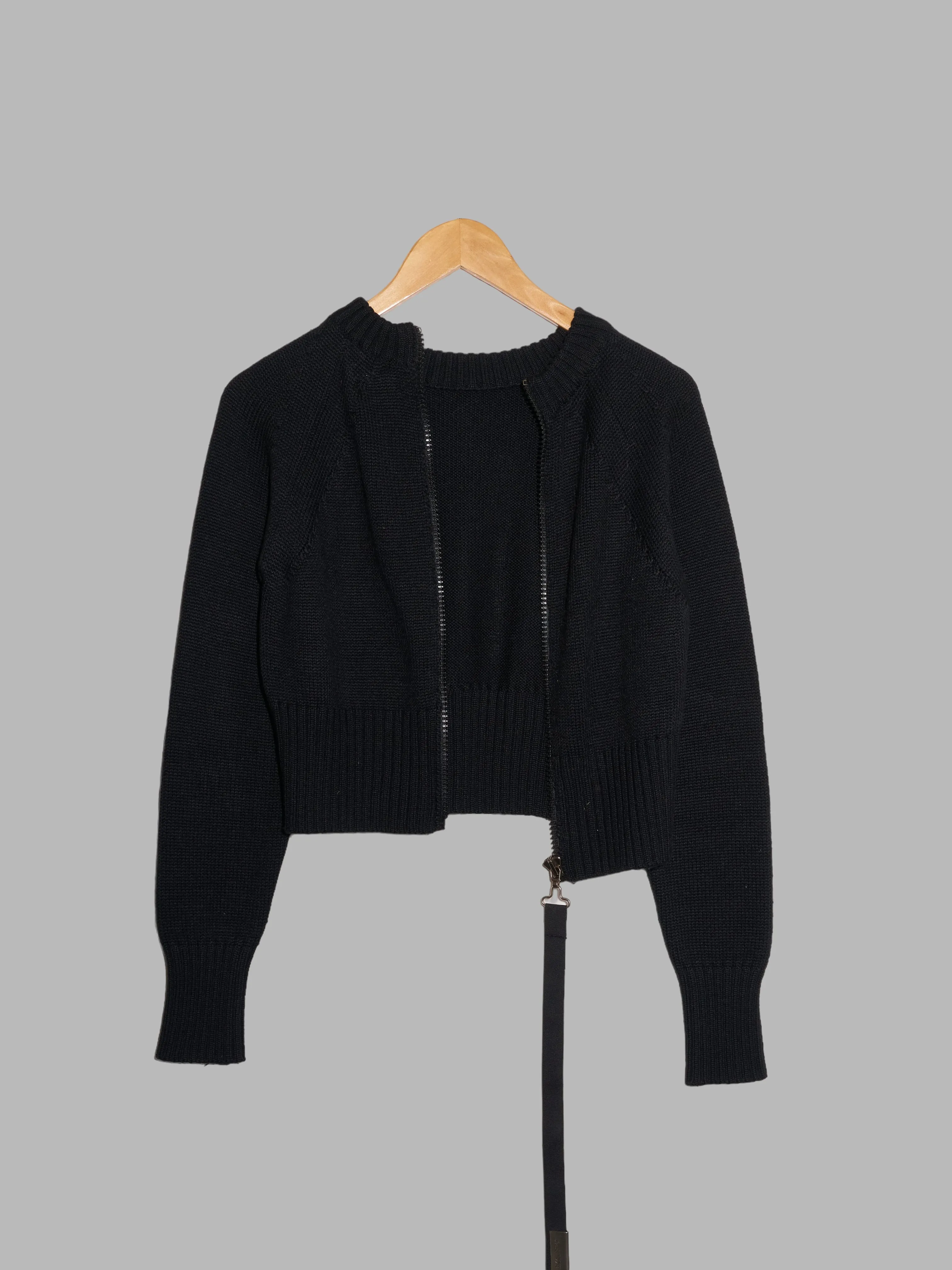 Dirk Bikkembergs Hommes Pour La Femme 1990s black wool back zip jumper - M