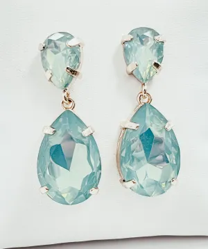 Elaine - Aquamarine Rhinestone Statement Earrings