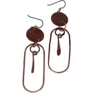 Etched Copper Long Dangle Earrings