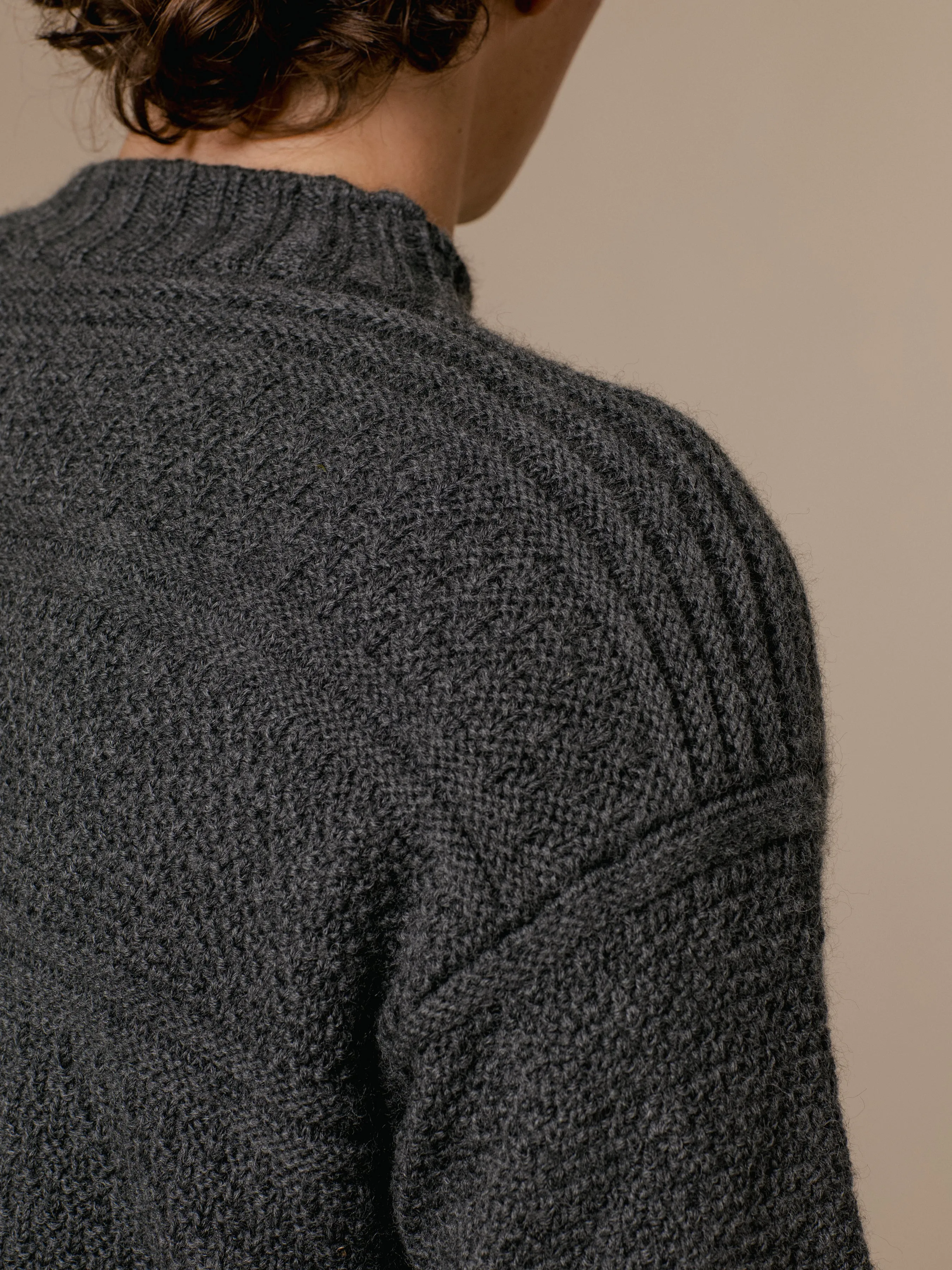 Fife Gansey Knit in Charcoal Merino Wool