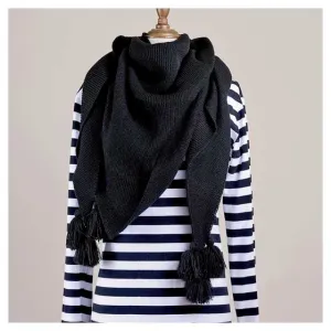 Fiver Tassel Wrap Scarf – Black