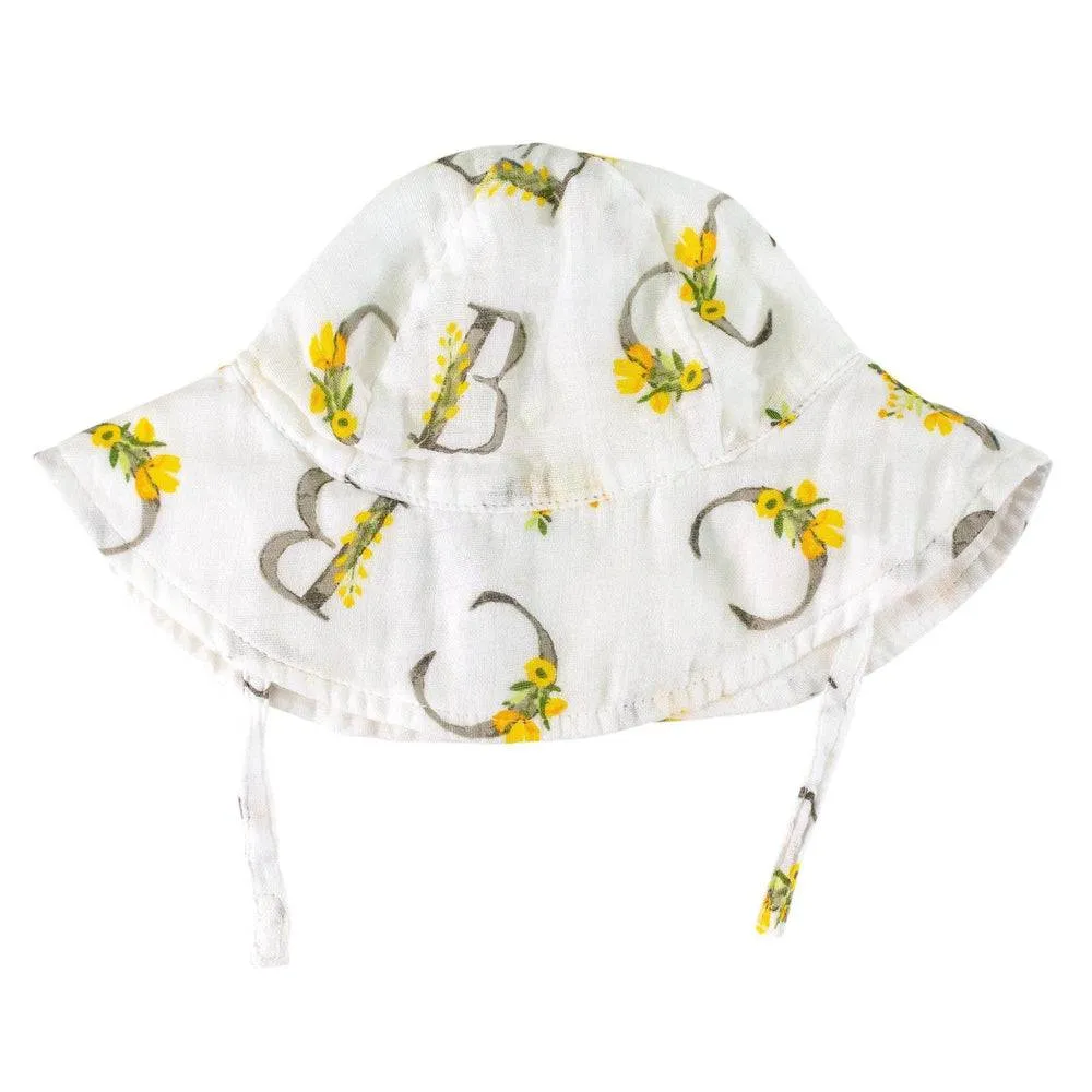 Floral Alphabet Oh So Soft Muslin Sun Hat