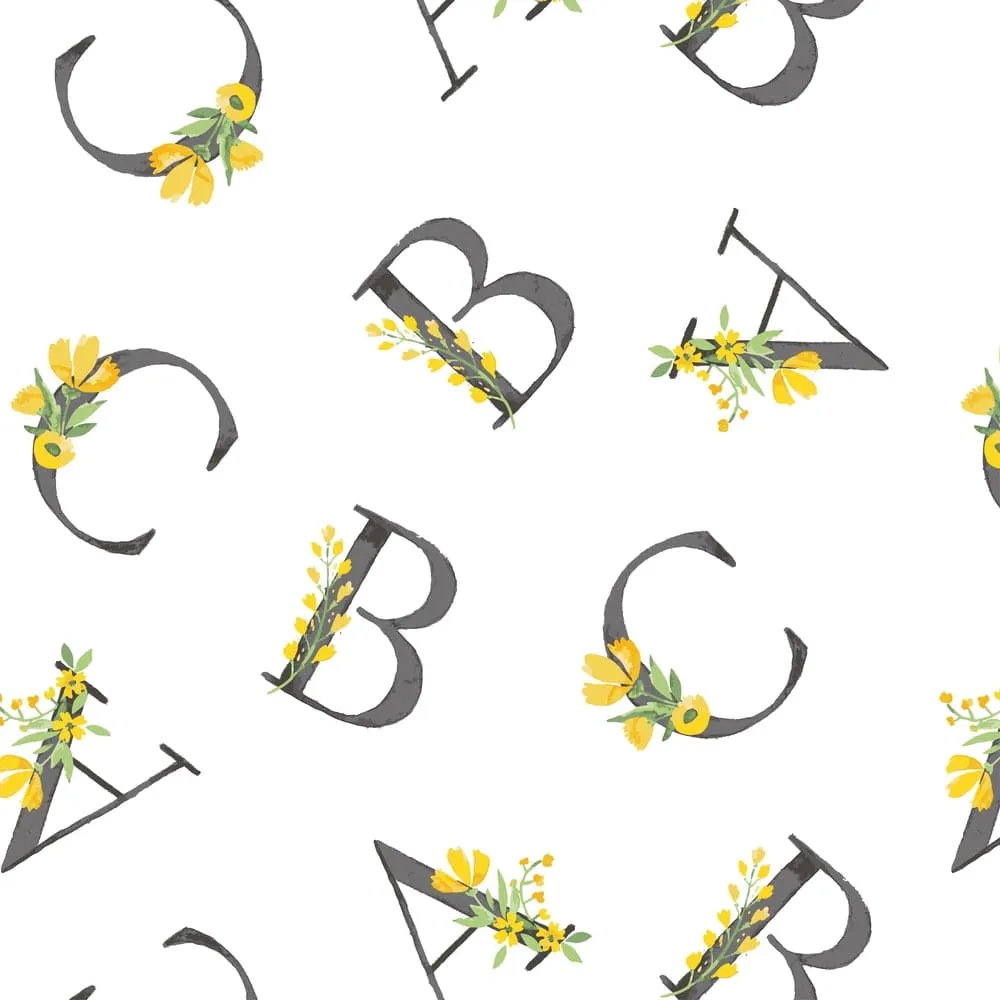 Floral Alphabet Oh So Soft Muslin Sun Hat