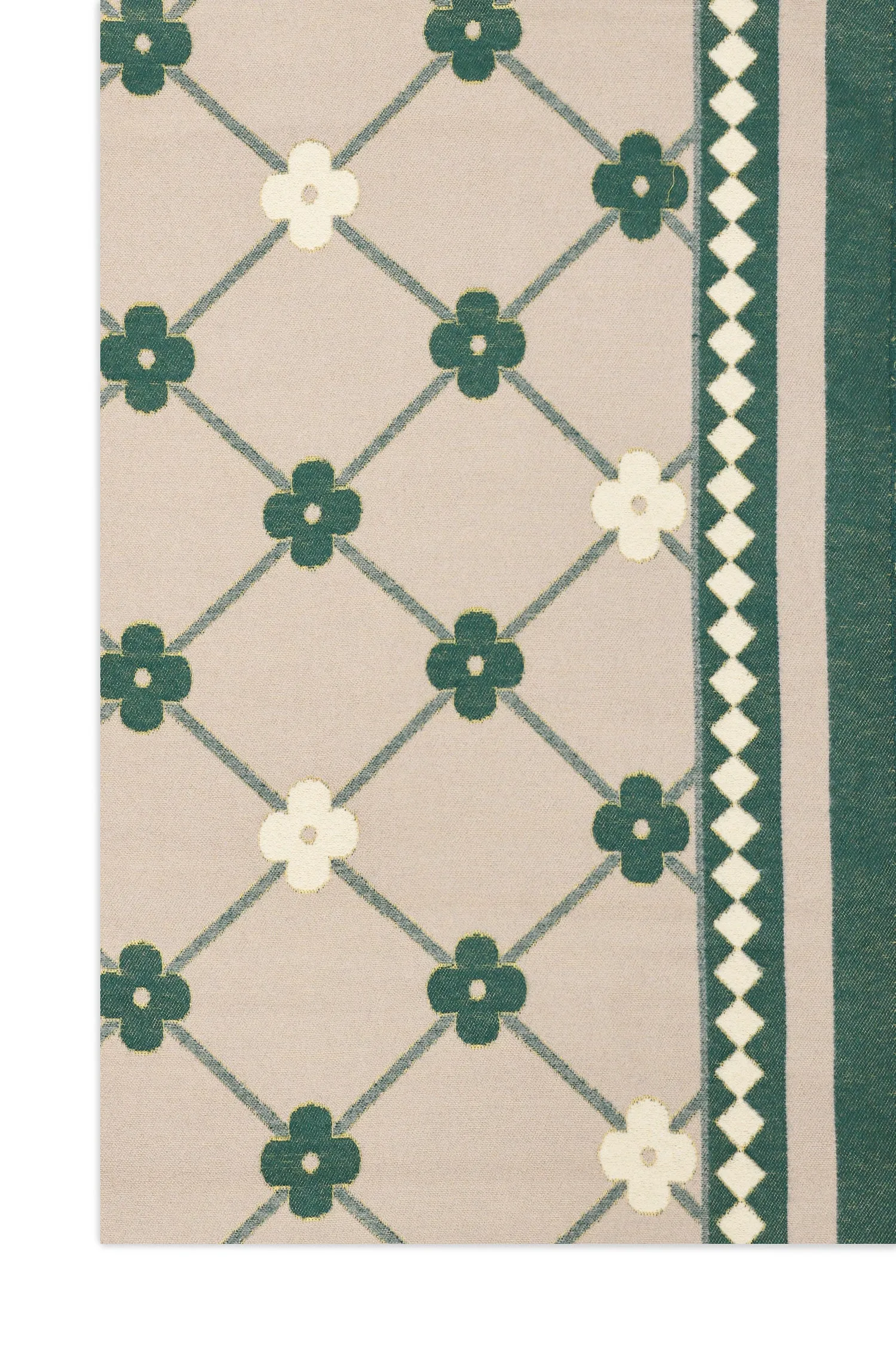 FLORAL PATTERNED WOVEN SCARF-GREEN