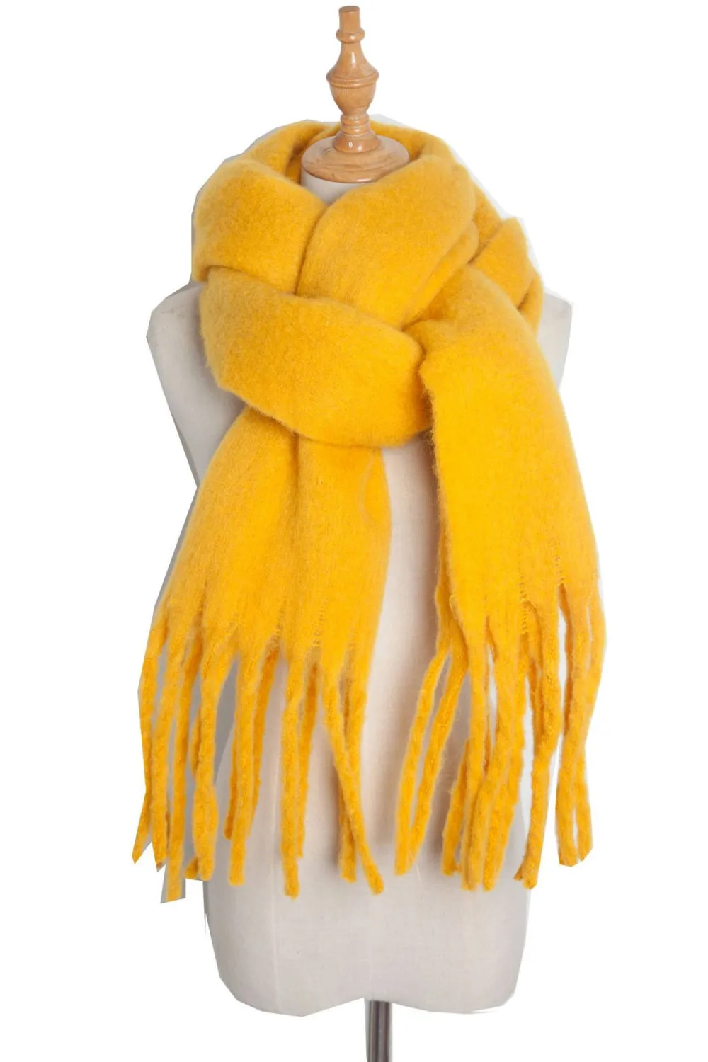 Fringe Detail Polyester Scarf - Chic and Sophisticated