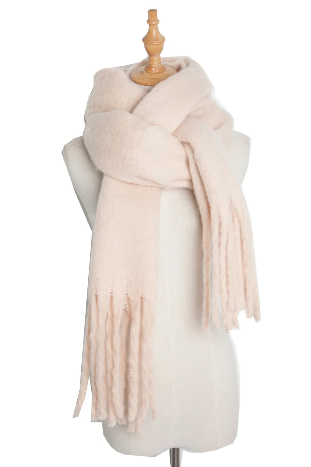 Fringe Detail Polyester Scarf - Chic and Sophisticated