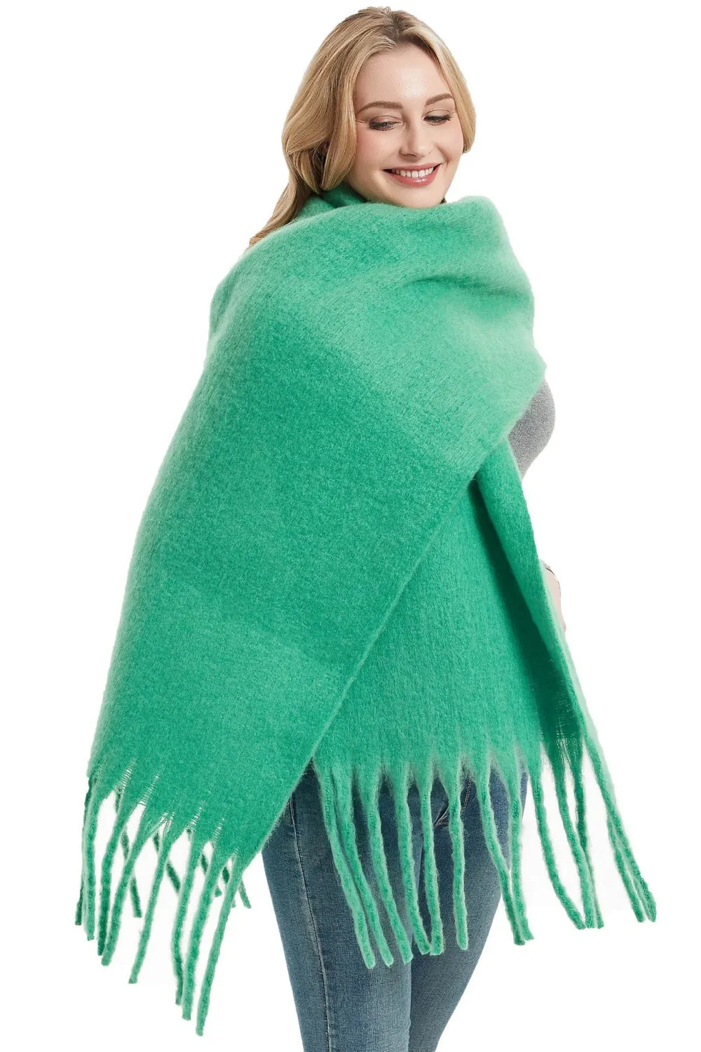 Fringe Detail Polyester Scarf - Chic and Sophisticated