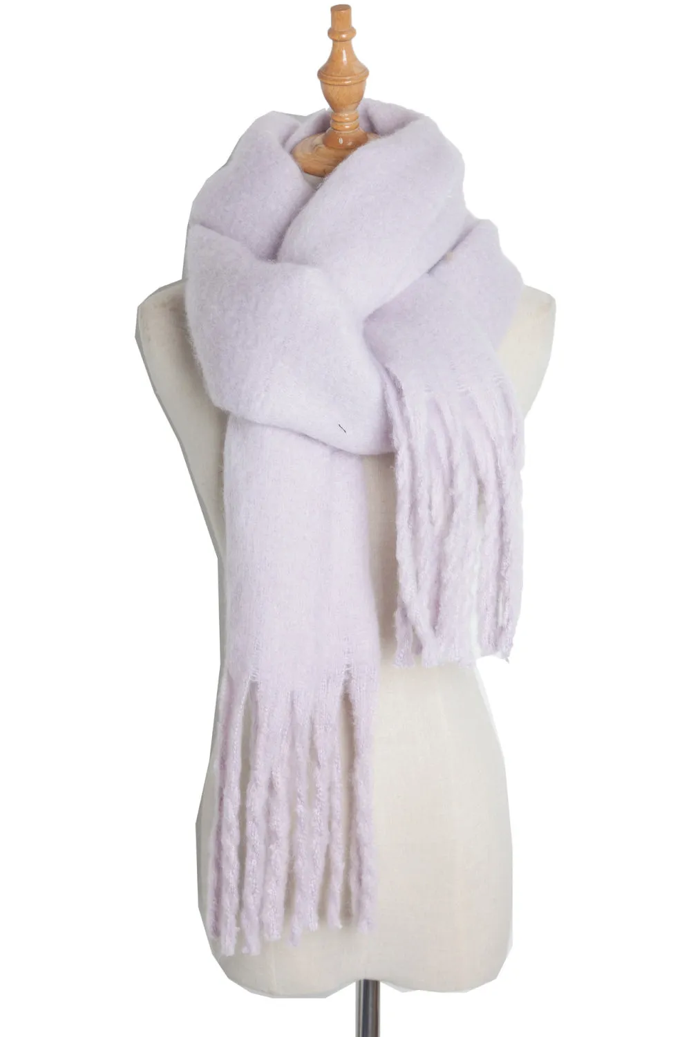 Fringe Detail Polyester Scarf - Chic and Sophisticated