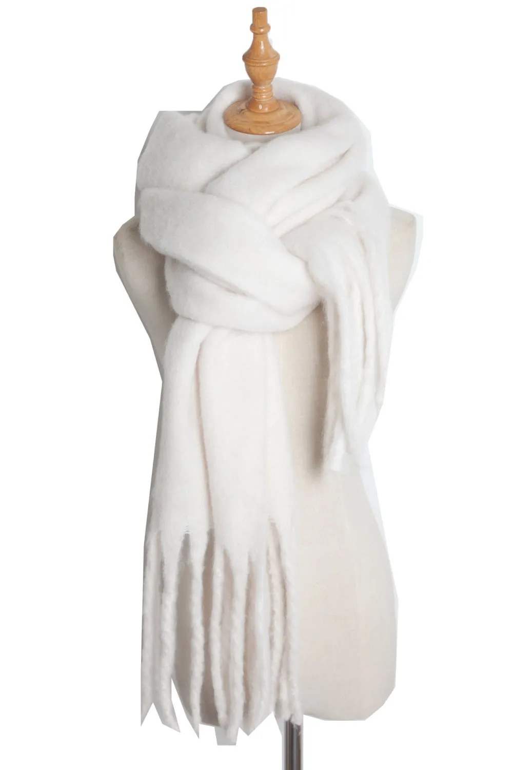 Fringe Detail Polyester Scarf - Chic and Sophisticated