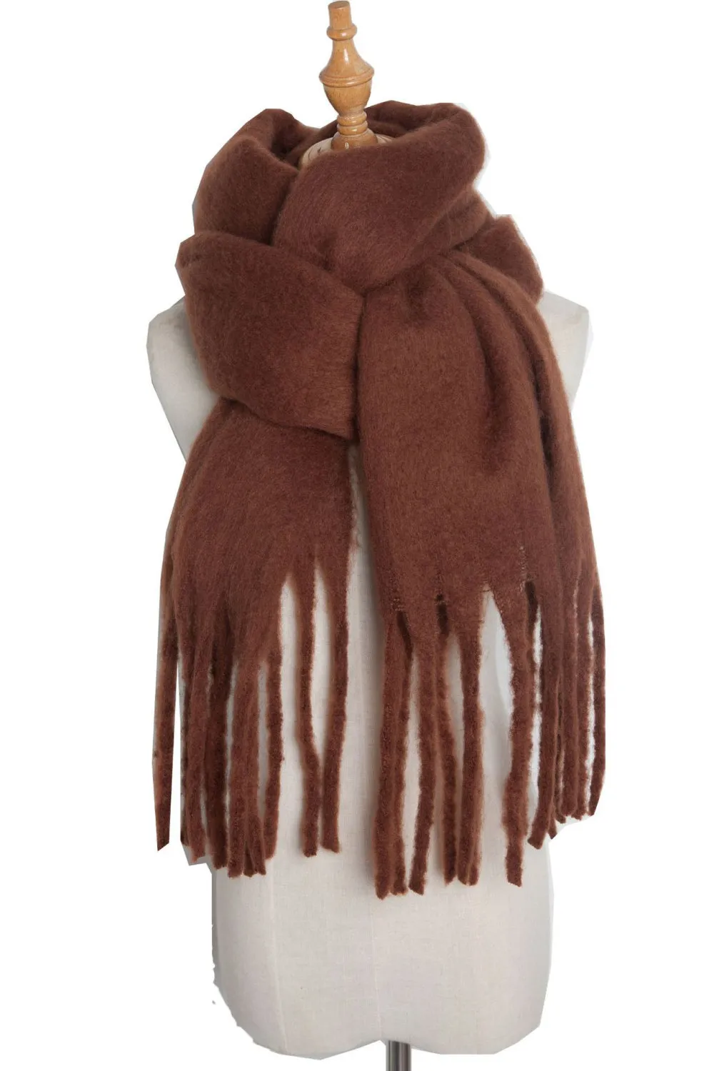 Fringe Detail Polyester Scarf - Chic and Sophisticated