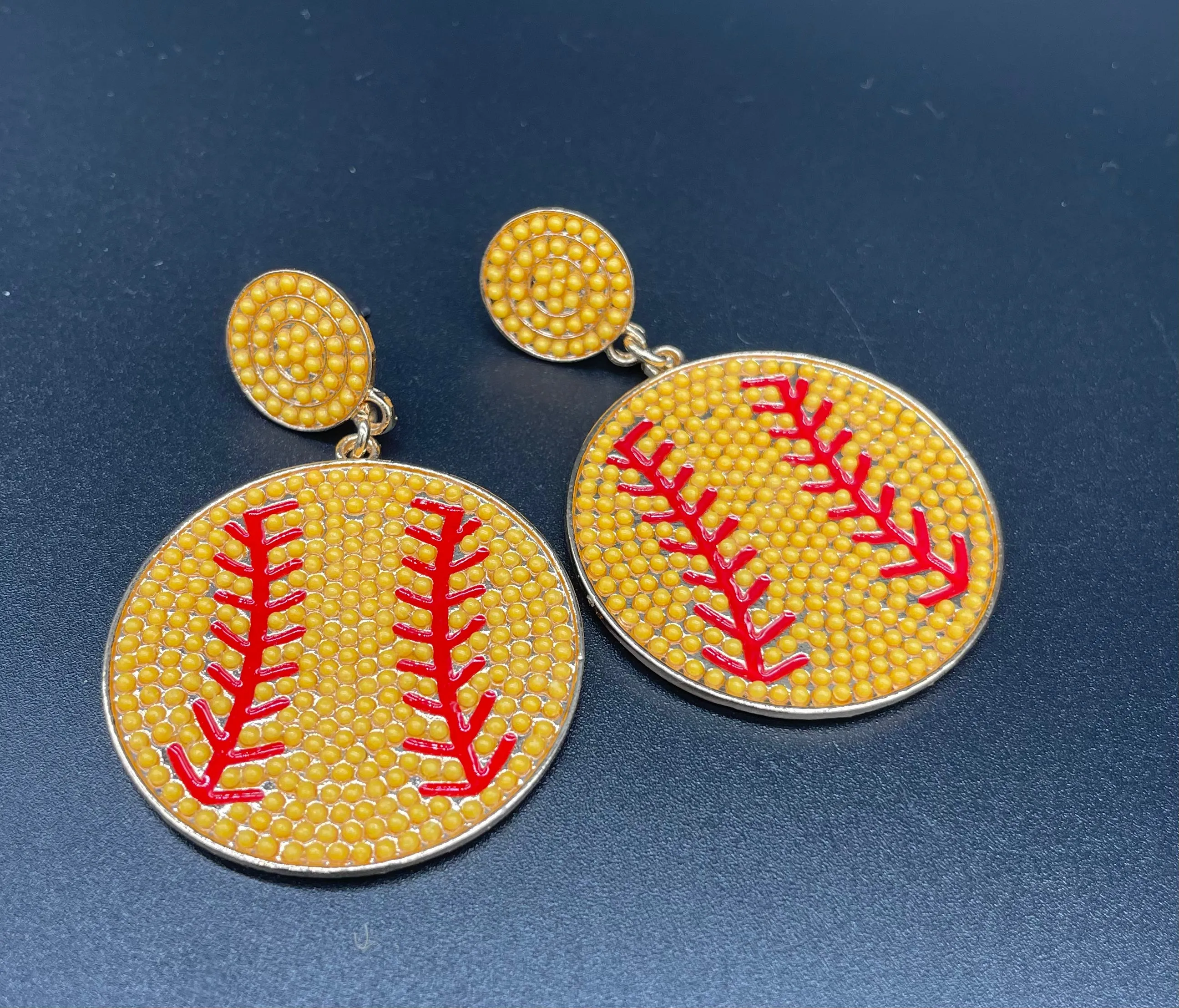 Gold Softball Earrings