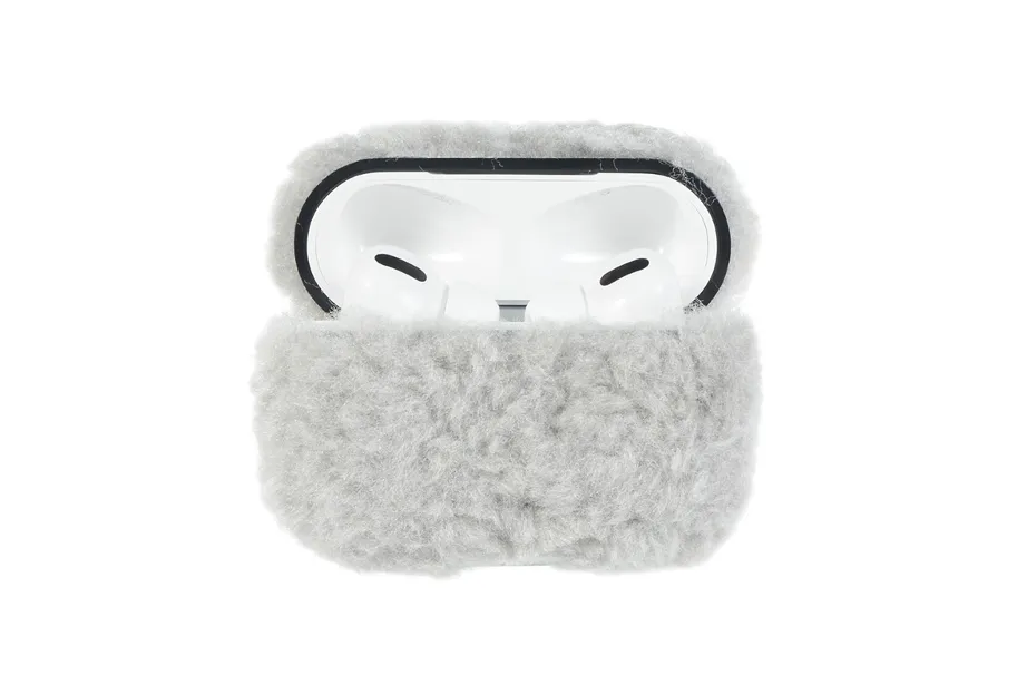 Gray Furry AirPod Holder