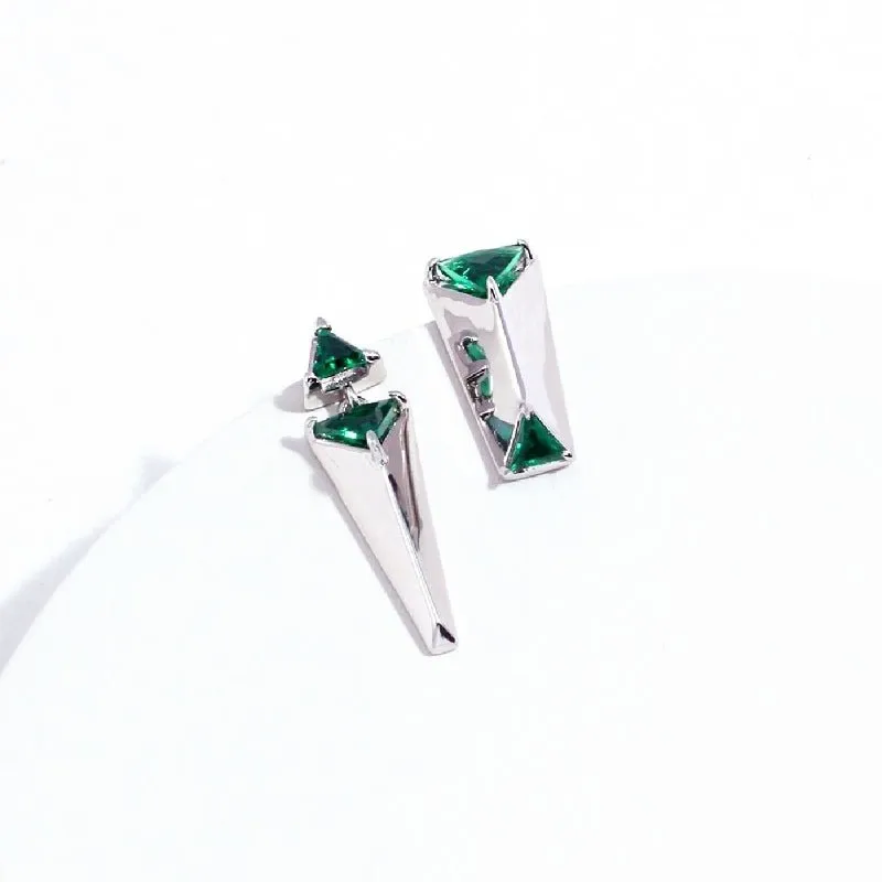 Green Cubic Zirconia Stylish Sterling Silver Earrings