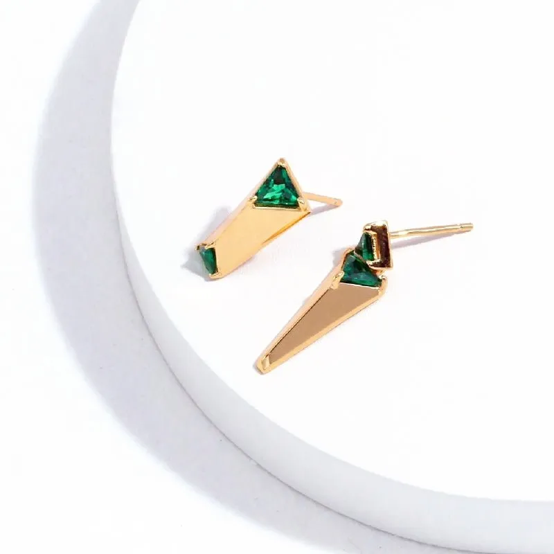 Green Cubic Zirconia Stylish Sterling Silver Earrings