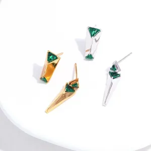 Green Cubic Zirconia Stylish Sterling Silver Earrings