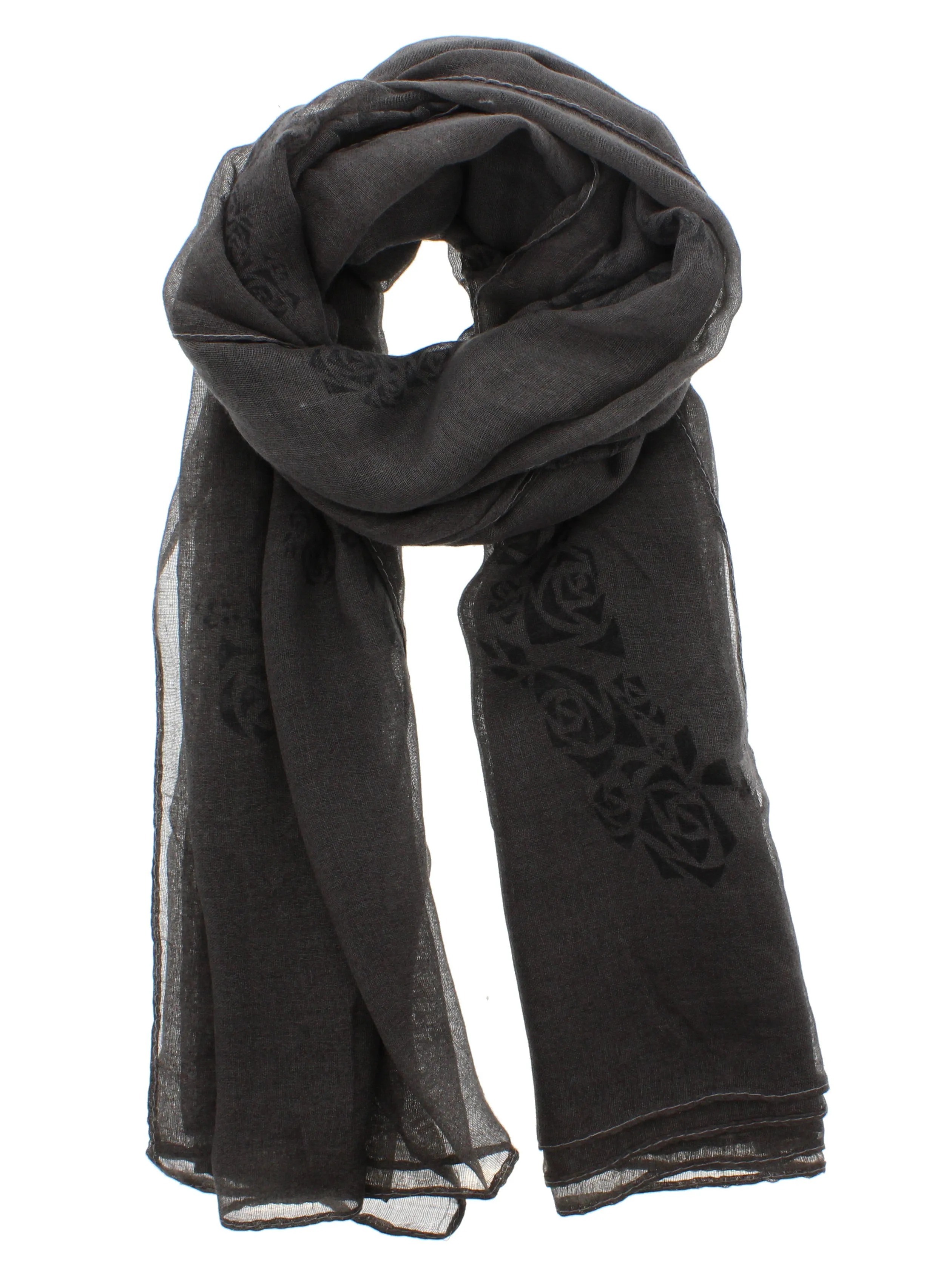 Grey Rose Cross Print Scarf