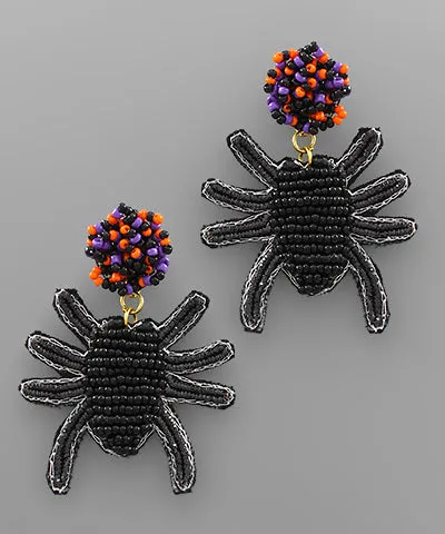 Halloween Spider Bead Earrings