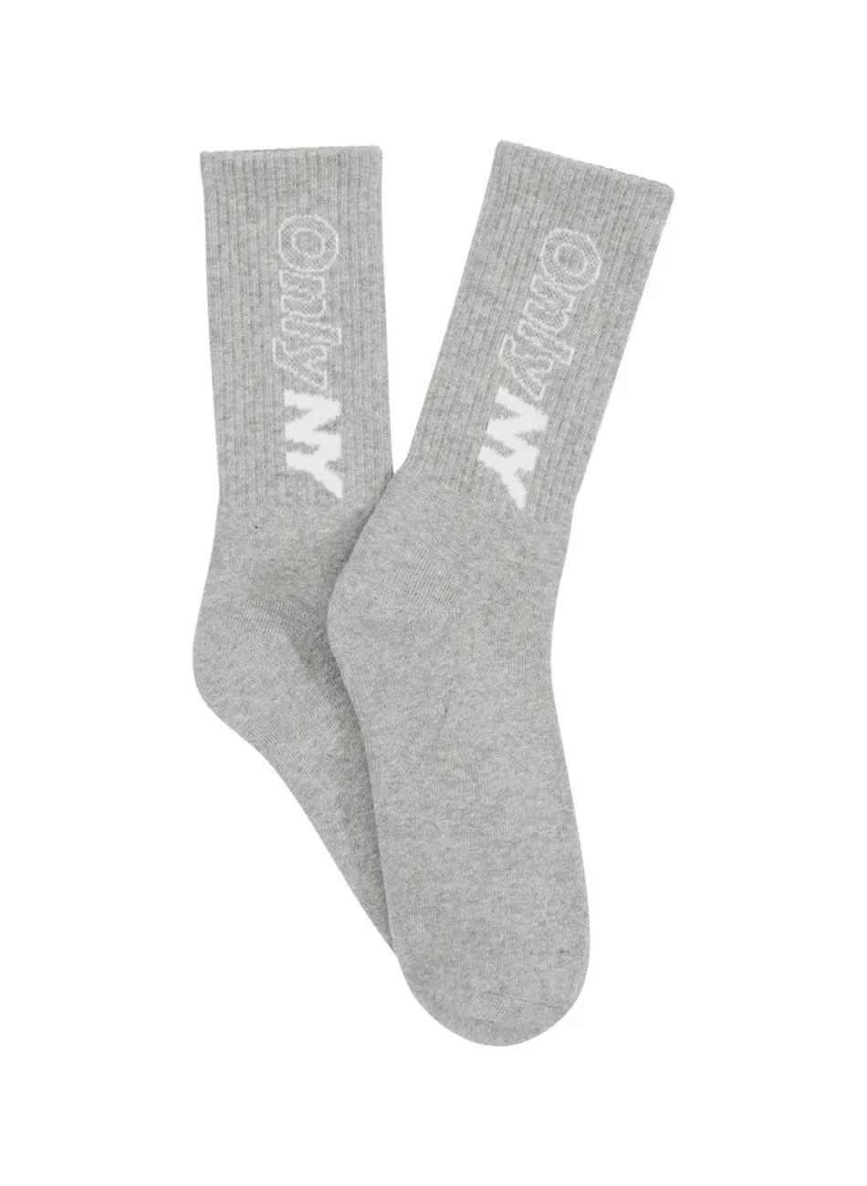 Heather Grey/White Outline Logo Crew Socks