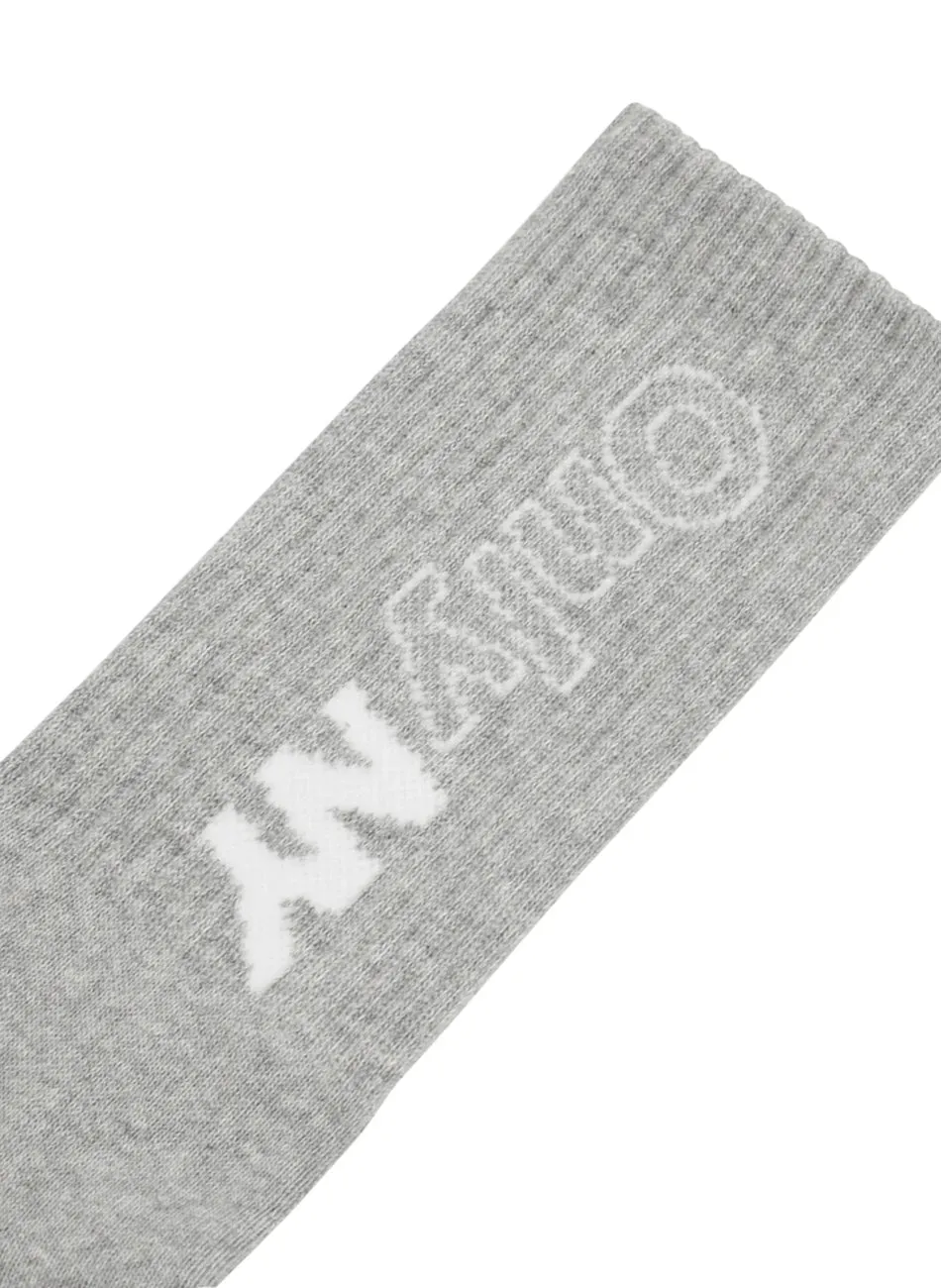 Heather Grey/White Outline Logo Crew Socks