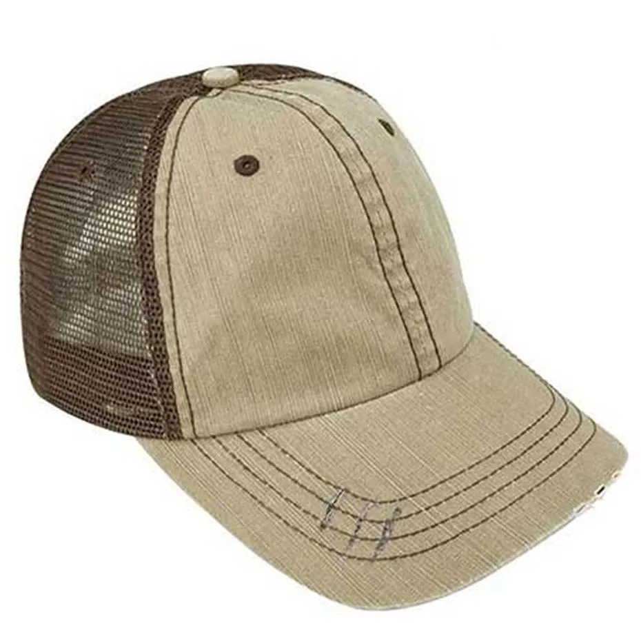 Low Profile Herringbone Cotton Twill Soft Mesh Trucker Hats