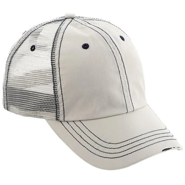 Low Profile Herringbone Cotton Twill Soft Mesh Trucker Hats