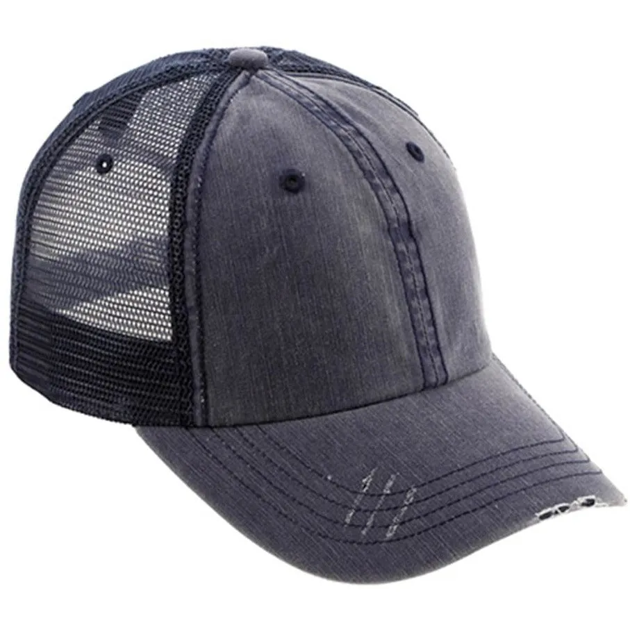 Low Profile Herringbone Cotton Twill Soft Mesh Trucker Hats