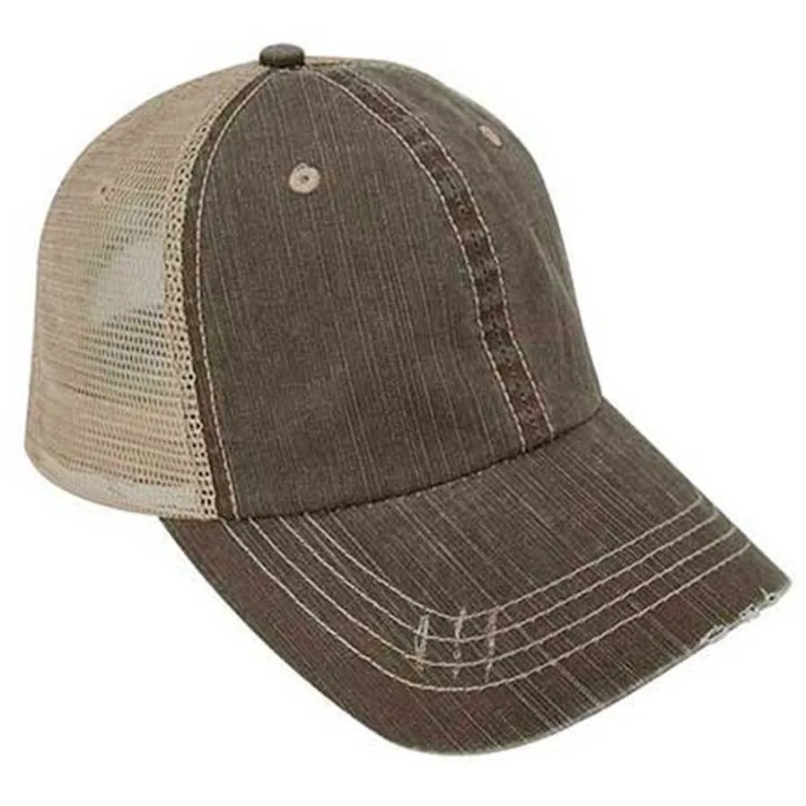 Low Profile Herringbone Cotton Twill Soft Mesh Trucker Hats