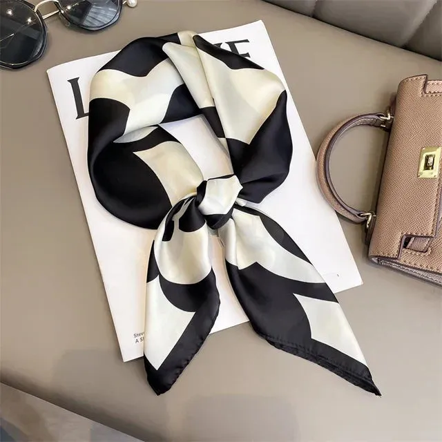 Luxe Silk Scarf with Chic Abstract Print