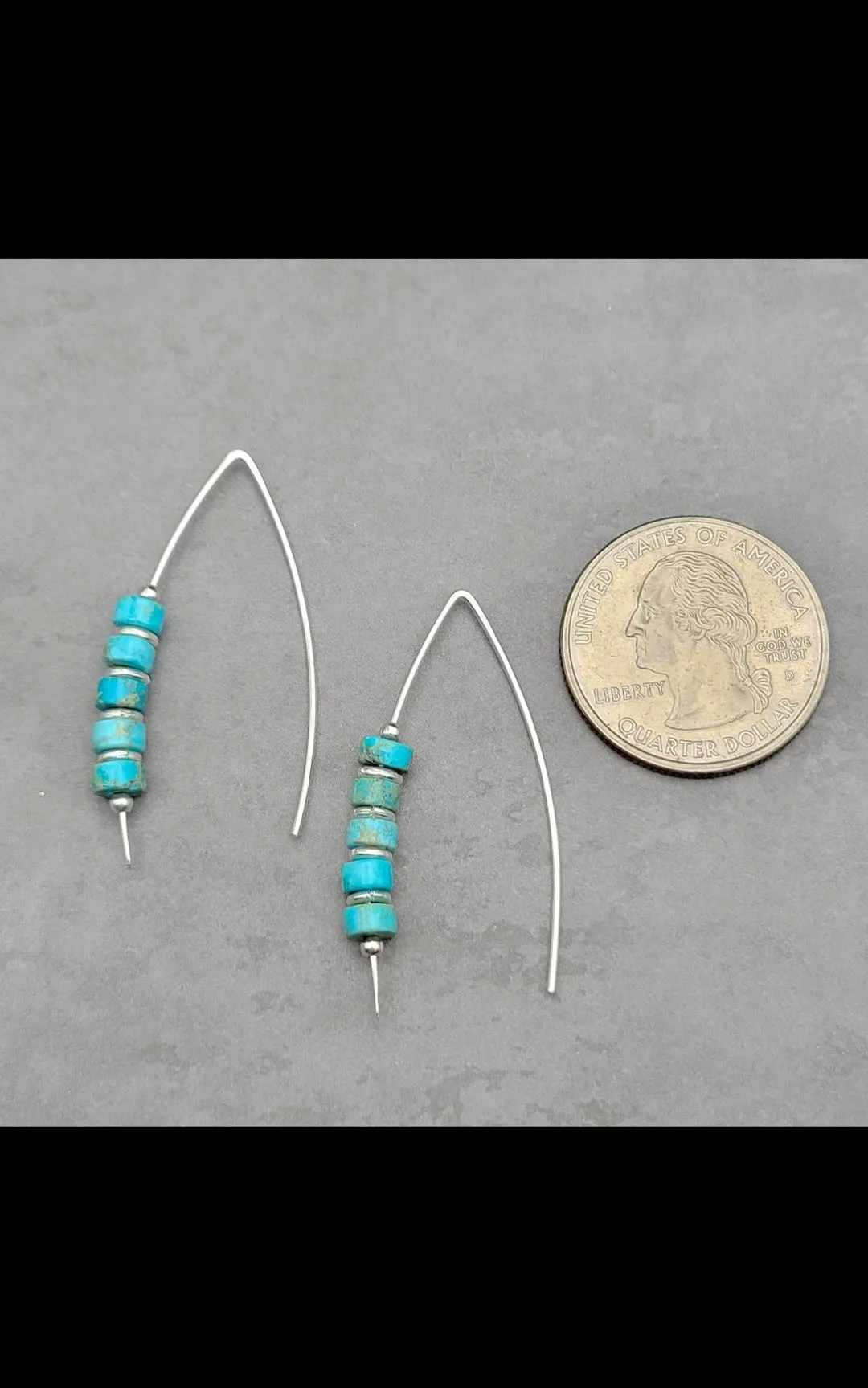 Modern Turquoise and Sterling Silver Threader Earrings (Sku8700)