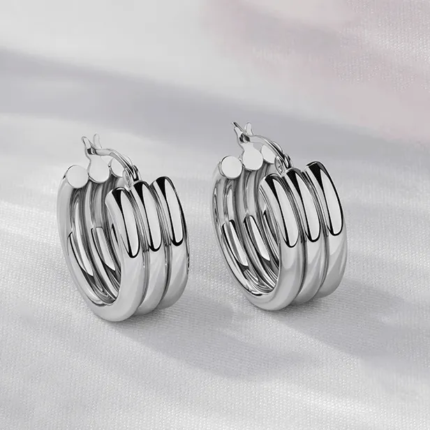 Multiple Hoop Earrings in Sterling Silver