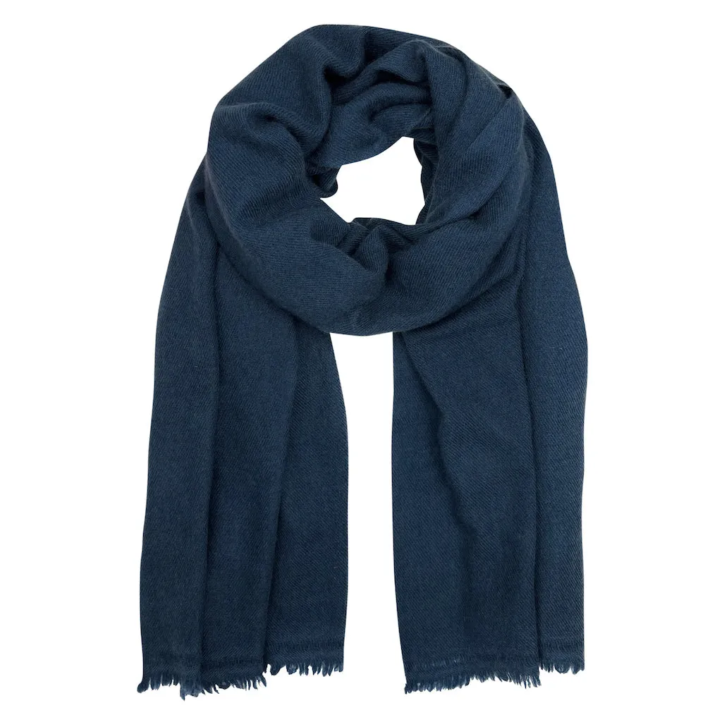 Navy Handloom Cashmere Scarf by SLATE   SALT