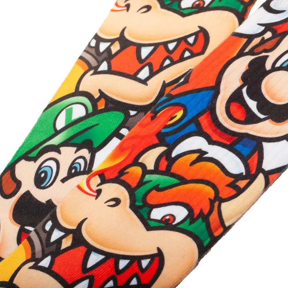 Nintendo Super Mario, Luigi & Bowser Sublimated All Over Print Crew Socks