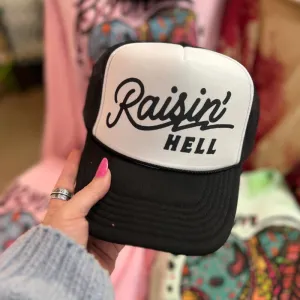 Online Exclusive | Raisin' Hell Foam Trucker Cap in Black and White