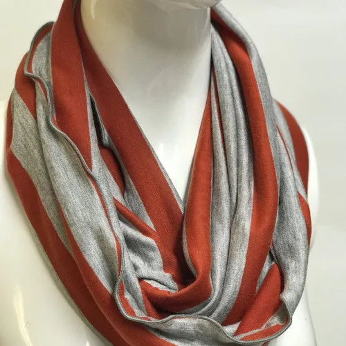 Orange and Oatmeal Stripe Eternity Scarf