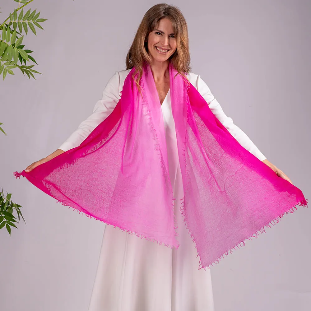 Pink Diaphanous Cashmere Spray Print Wrap