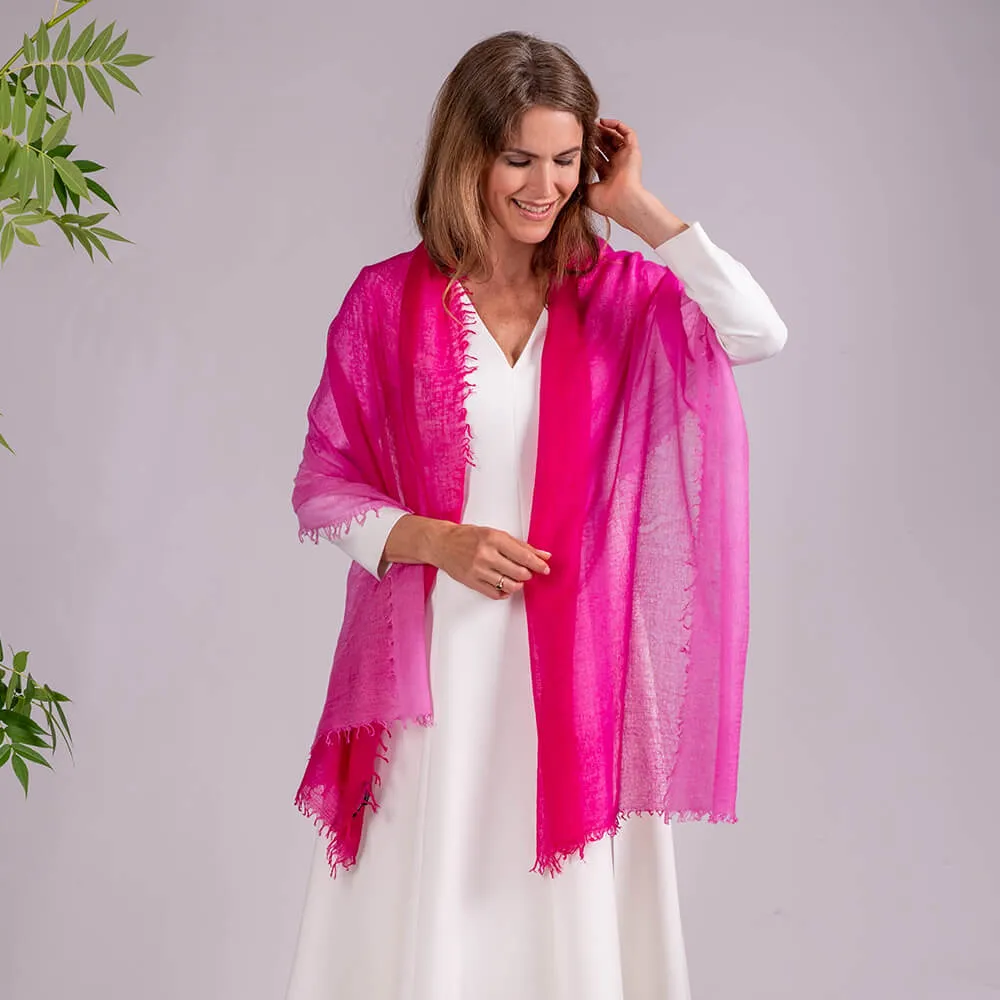 Pink Diaphanous Cashmere Spray Print Wrap